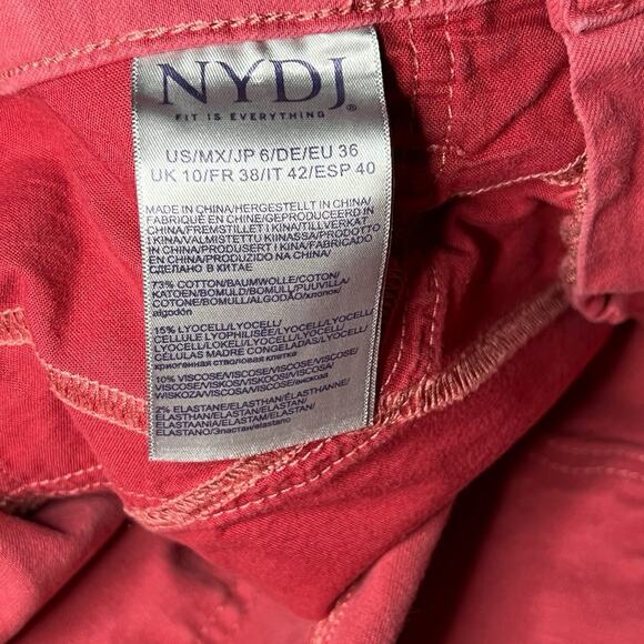 NYDJ Lift Tuck Sheri Slim Pink Crop Straight Leg Ankle Raw Fray Hem Jeans Size 6 - Picture 5 of 8